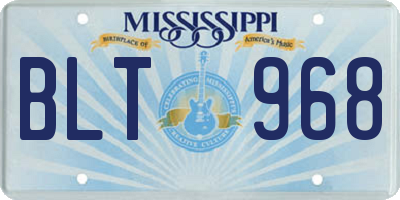 MS license plate BLT968