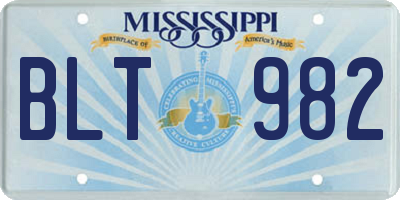 MS license plate BLT982