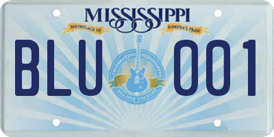 MS license plate BLU001