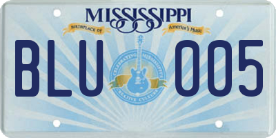 MS license plate BLU005