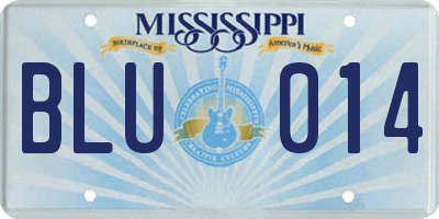 MS license plate BLU014