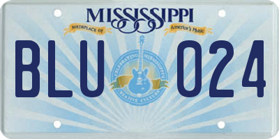 MS license plate BLU024