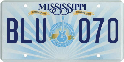MS license plate BLU070