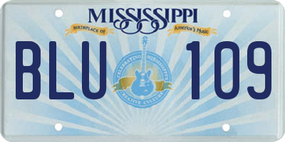 MS license plate BLU109