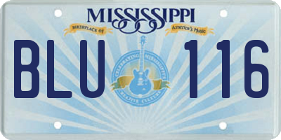 MS license plate BLU116
