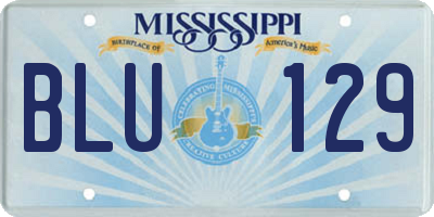 MS license plate BLU129