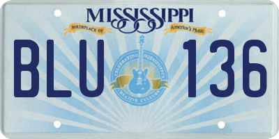 MS license plate BLU136