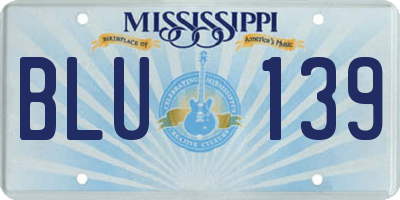 MS license plate BLU139
