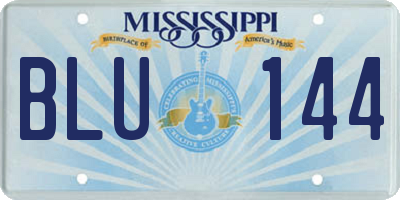 MS license plate BLU144