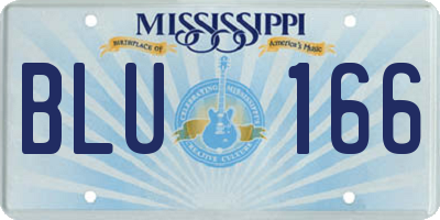MS license plate BLU166