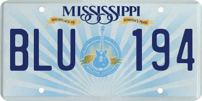 MS license plate BLU194