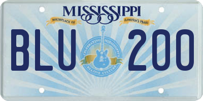 MS license plate BLU200