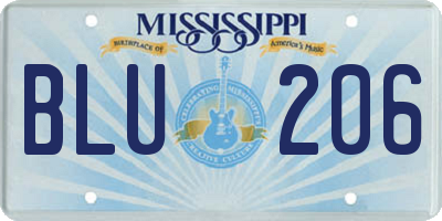 MS license plate BLU206