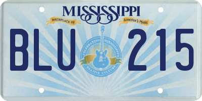 MS license plate BLU215