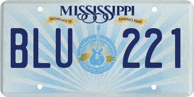 MS license plate BLU221