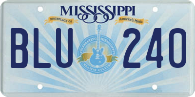 MS license plate BLU240