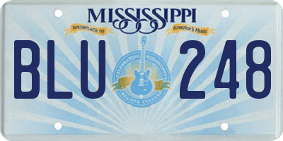 MS license plate BLU248