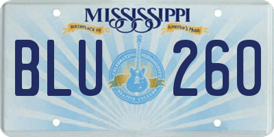 MS license plate BLU260