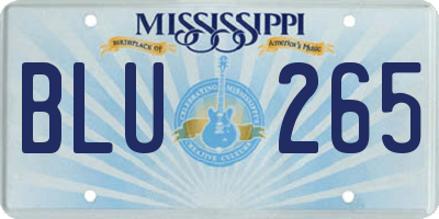 MS license plate BLU265