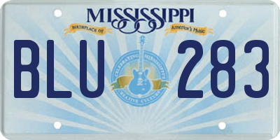 MS license plate BLU283