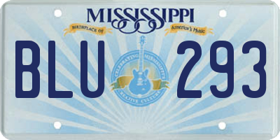 MS license plate BLU293