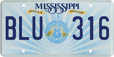 MS license plate BLU316
