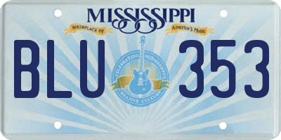 MS license plate BLU353