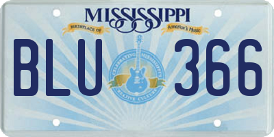 MS license plate BLU366