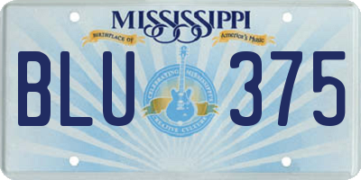MS license plate BLU375