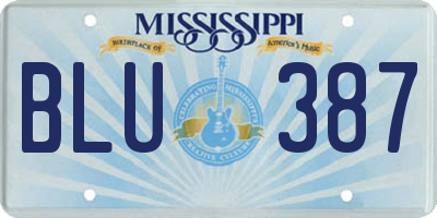 MS license plate BLU387