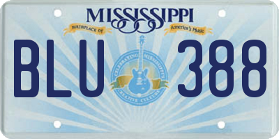 MS license plate BLU388