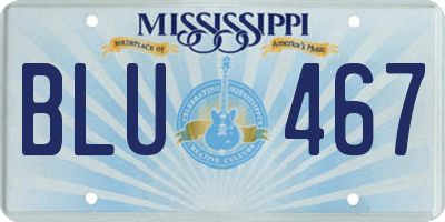 MS license plate BLU467