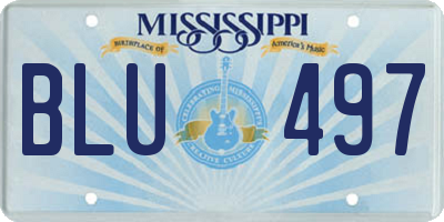 MS license plate BLU497