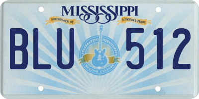MS license plate BLU512