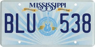 MS license plate BLU538