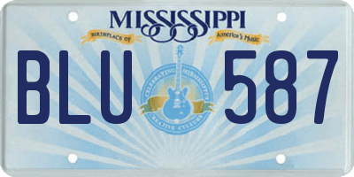 MS license plate BLU587