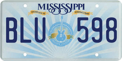 MS license plate BLU598