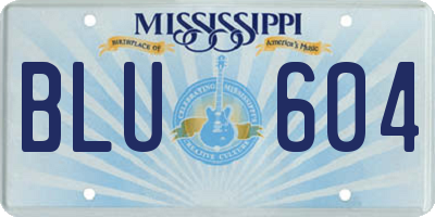 MS license plate BLU604