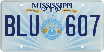 MS license plate BLU607