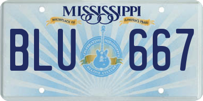 MS license plate BLU667