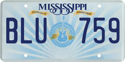 MS license plate BLU759