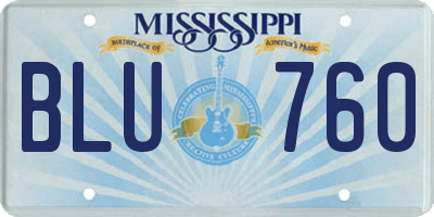MS license plate BLU760