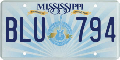 MS license plate BLU794