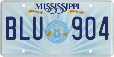 MS license plate BLU904