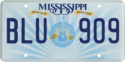 MS license plate BLU909