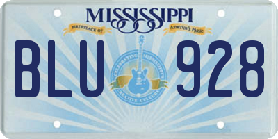 MS license plate BLU928