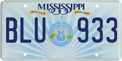 MS license plate BLU933