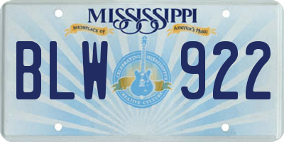 MS license plate BLW922