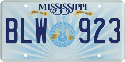 MS license plate BLW923