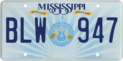 MS license plate BLW947